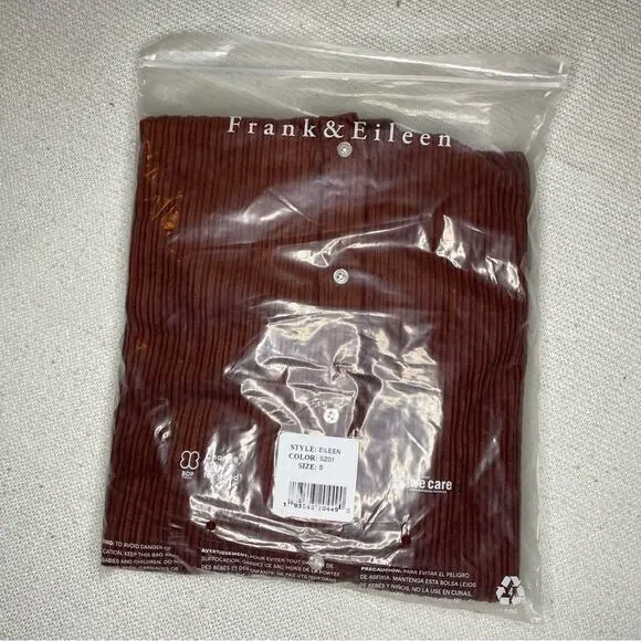 NWT New Frank & Eileen “Eileen” Relaxed Fit Corduroy Button-Up Shirt Size S
